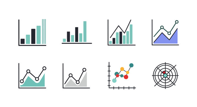 Business Growth Charts and Graphs Collection, Infographic Icons Set