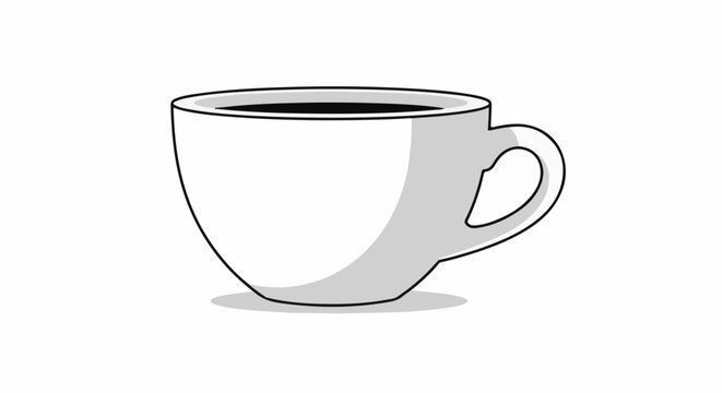 A minimalist white cup filled with dark liquid, casting a subtle shadow