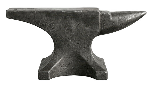 Rustic blacksmithing anvil with pointed horn and flat striking surface.
