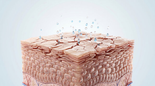 Dry skin cracked skin skin barrier skin damage dehydrated skin dermatology skincare epidermis dermatology concept medical illustration Dry skin cracked skin skin barrier concept shows skin damage