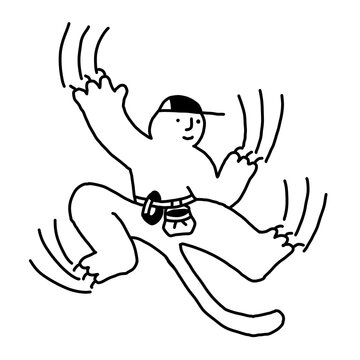 Edgy urban climber cat scratch line art illustration