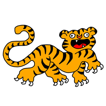 Edgy Funky Derpy Tiger Cartoon Illustration Vector