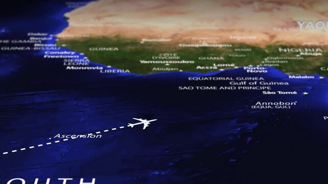 Flight From Rio Brazil to Yaounde CAMEROON with flag pins