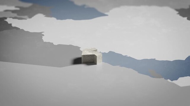 World map animation Birds eye view above Kuwait, Kuwaiti, Kuwait City, Asia with highlighted country borders. Cinematic 3d world map animation highlights aerial views, 4k Video