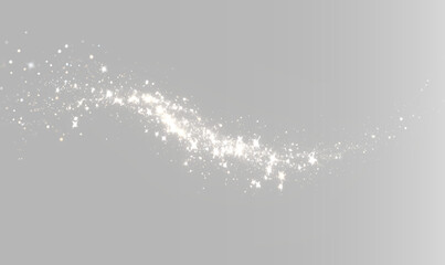 Silver glitter wave on  gray background, glowing sparkly dust trail © Maxim