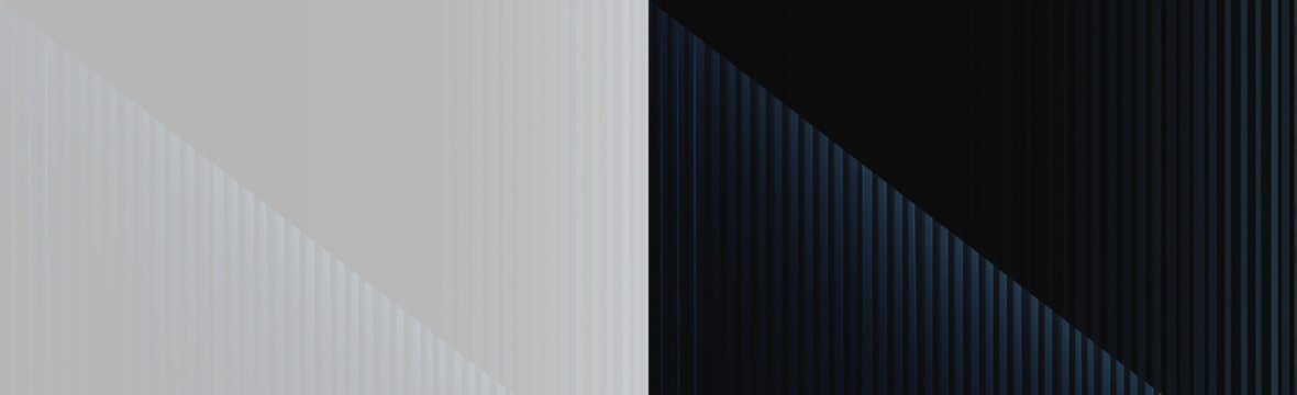 Abstract vertical lines background with diagonal cut, dark blue and gray geometric stripes