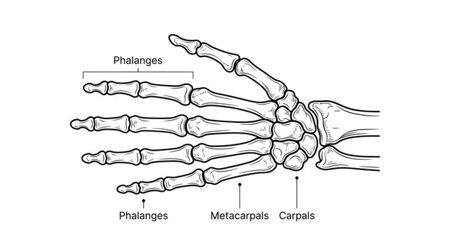 Hand Bone Anatomy Diagram: Phalanges, Metacarpals, Carpals