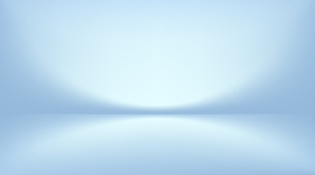 Blue elegant gradient backdrop with podium platform. Vector illustration bd for luxury presentations, featuring soft cyan tones and clean minimalist design perfect for summer displays