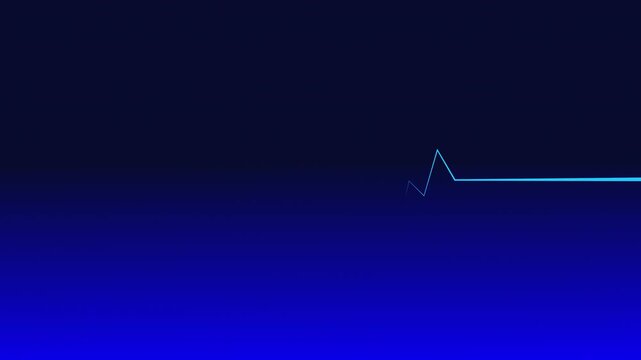 Heartbeat flatline Dynamic cardiograph recording displaying a fluctuating heartbeat on a digital monitor, illustrating medical data and vital signs.