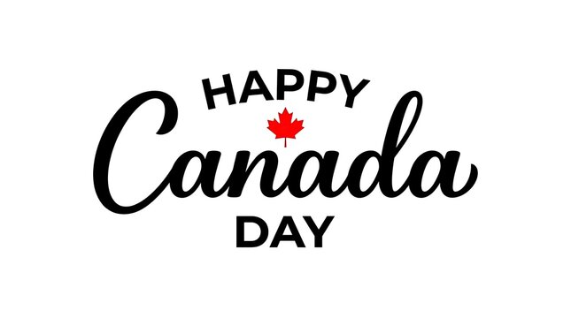Happy canada day celebration greeting with maple leaf