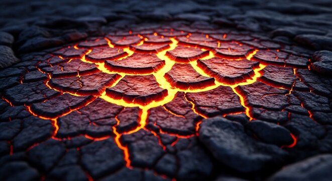 Cracked Earth Surface with Glowing Lava Beneath.