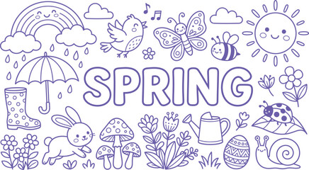 Spring season silhouette graphic with colorful illustrations © salmagd988