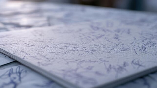 Close-up of a piece of paper with handwriting on it. the paper appears to be slightly crumpled and has a rough texture.