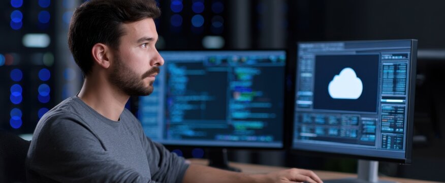 Programmer immersed in coding driven by cloud infrastructure and software engineering passion.
