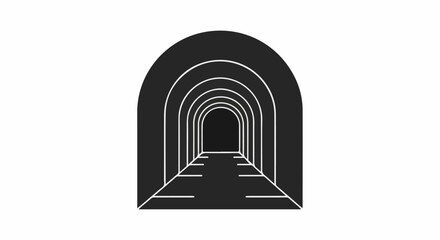 Fototapeta premium Stylized illustration of a repeating arched corridor receding into darkness