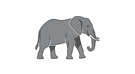 Fototapeta premium Stylized gray elephant with a trunk and tusks, depicted in profile