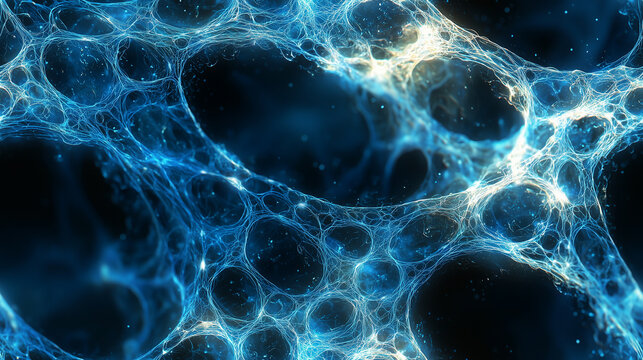 Exploring seamless blue texture with intricate patterns and glowing orbs