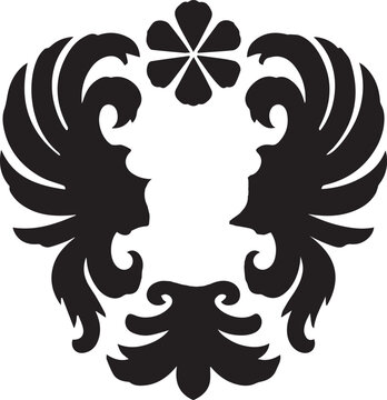 Black decorative floral frame with wings