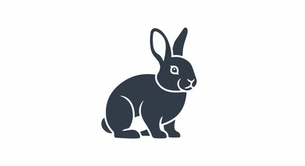 Obraz premium Stylized dark blue rabbit illustration on a white background