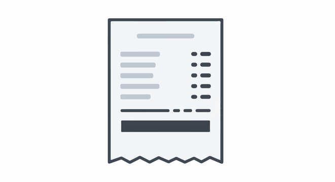 Stylized receipt with lines of text and prices