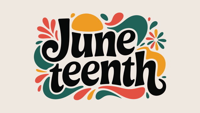 Retro 70s Juneteenth Typography Design with Groovy Organic Shapes