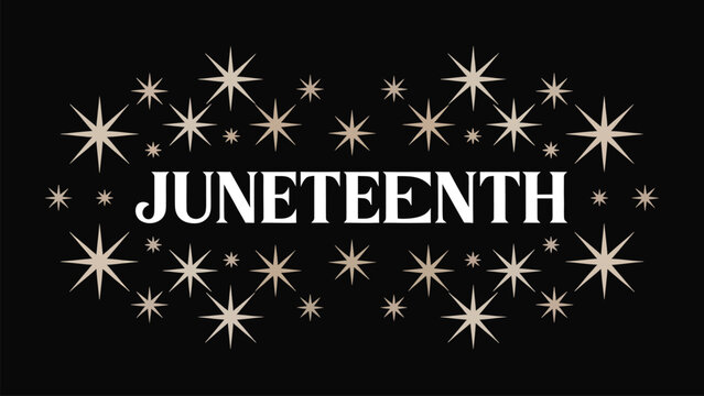 Juneteenth Serif Typography Vector Design with Celestial Starburst Border