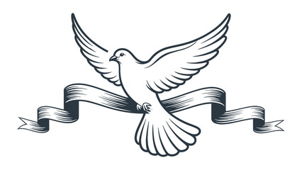Naklejka premium Flying Dove and Vintage Ribbon Banner Vector Illustration for Juneteenth