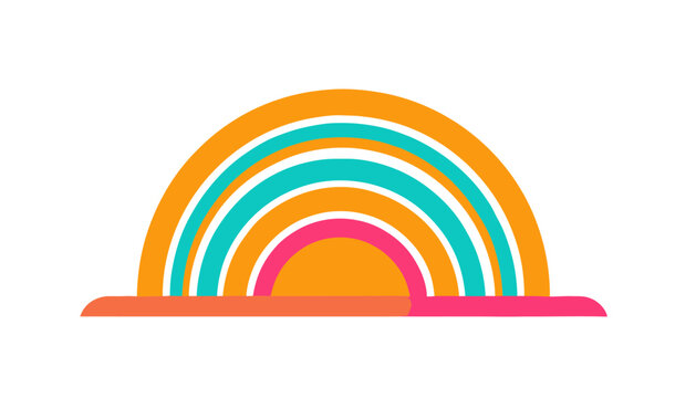 Vibrant multicolored rainbow symbol icon.