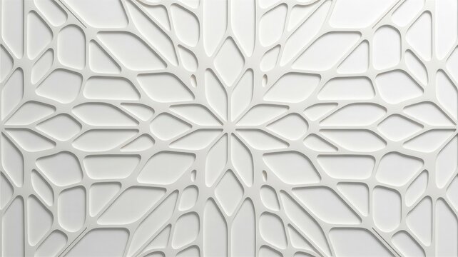 White 3 d geometric pattern with interlocking organic lattice shapes