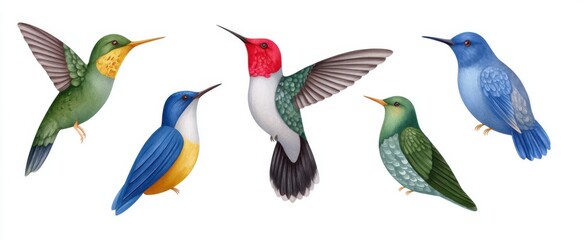 Naklejka premium Watercolor hummingbird clipart perfect for birthday cards wedding invitations and summer themes