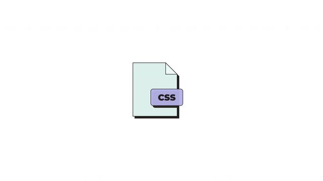 CSS stylesheet file format neubrutalism UI element animation. Web styling. Document extension type. Animated flat user interface component for web and app design. Neo memphis motion graphic