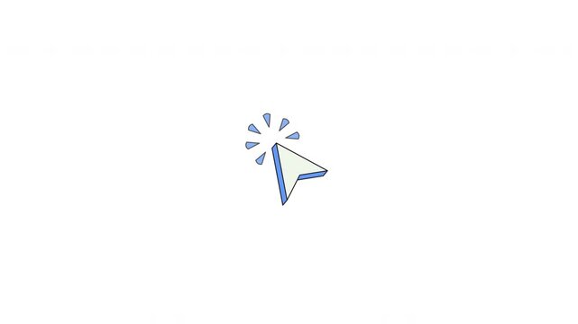 Cursor pointer with burst effect neubrutalism UI element animation. Clicking and tapping interaction. Animated flat user interface component for web and app design. Neo memphis motion graphic