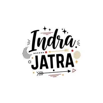 Indra Jatra Nepal Festival Typography Vector Graphic Design with Decorative Ornaments