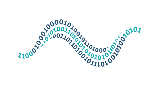 Binary Code Wave Representing Digital Data Flow and Technology.