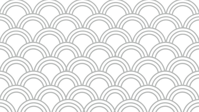 Seamless geometric scallop pattern illustration, repeating arc lines texture, minimalist abstract background, elegant modern surface design, light gray vector
