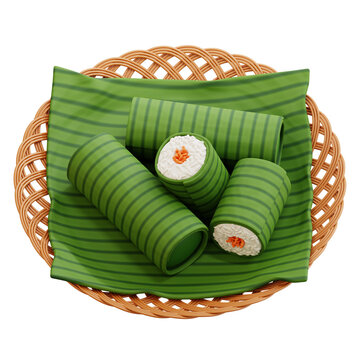 lemper indonesian chicken sticky rice 3d icon illustration