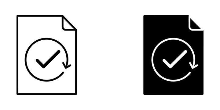 Document file approved status interface icon set with check mark, document