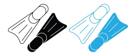 Swimming Flippers Icon Set – Scuba Diving, Snorkeling Fins & Water Sports Vector Collection © Firoz Art Studio99