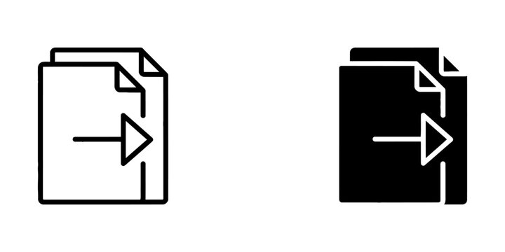 Document file forwarding or exporting interface icon set with document, transfer