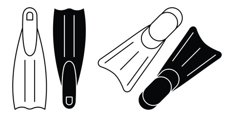 Swimming Flippers Icon Set – Scuba Diving, Snorkeling Fins & Water Sports Vector Collection © Firoz Art Studio99