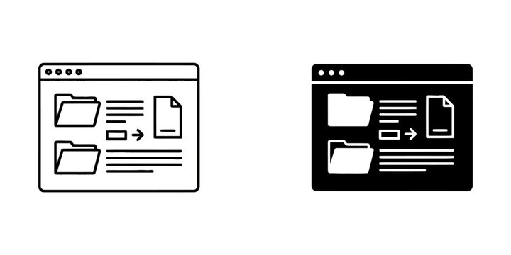 Browser window with file management interface management transfer