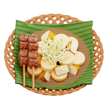 lontong balap indonesian rice cake dish 3d icon illustration