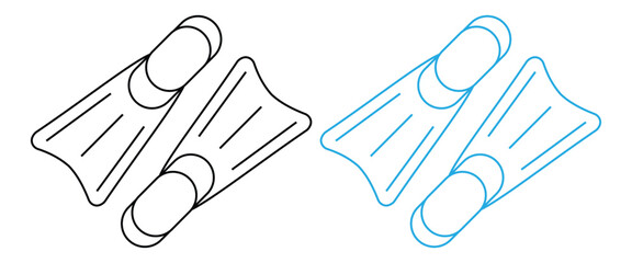 Swimming Flippers Icon Set – Scuba Diving, Snorkeling Fins & Water Sports Vector Collection © Firoz Art Studio99