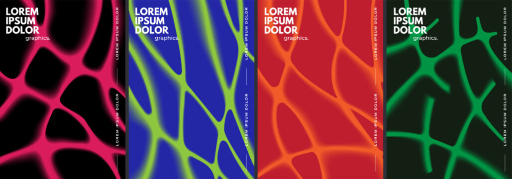 Creative posters with dynamic liquid web. Minimalist vector templates.