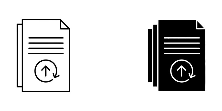 Document upload and transfer vector icons with document transfer business