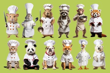 Naklejka premium animal wear chef costume character element set
