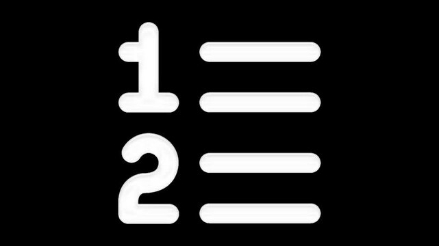 Numbered list Icon Animation with Alpha Background 4K