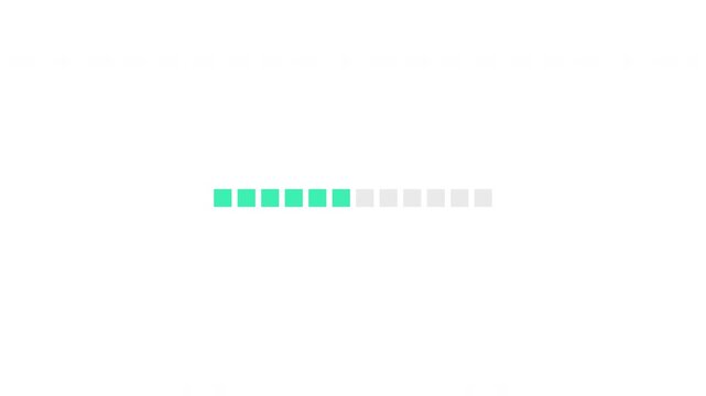Segmented square loading indicator flat UI overlay element animation. Tracker status. Loading bar. Animated user interface component for web and app design. Modern motion graphic on transparent