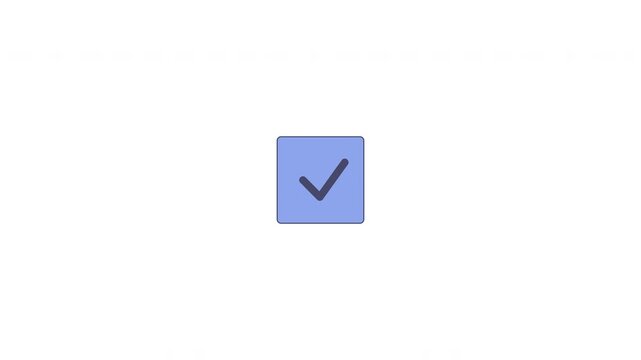 Checked checkbox inactive to selected state flat UI overlay element animation. Completion tick. Animated user interface component for web and app design. Modern motion graphic on transparent