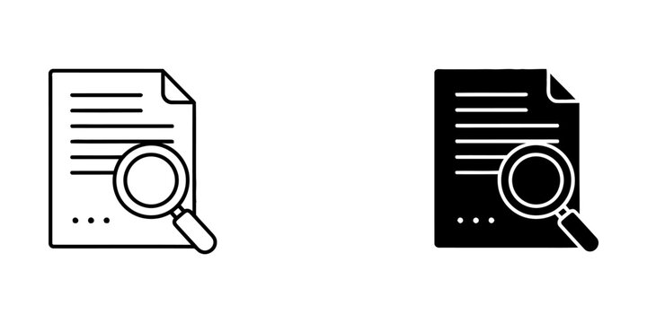 Document inspection and review icons with document inspection magnifying